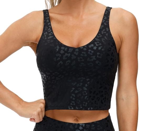 THE GYM PEOPLE Womens' Sports Bra Longline Wirefree Padded with Medium Support - Image 1