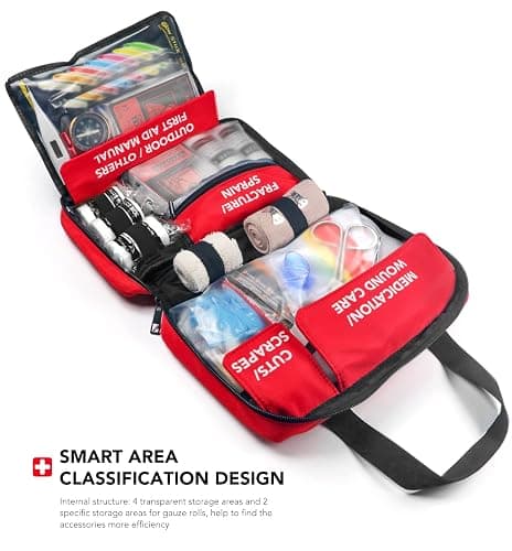 GENERAL | Amazon | 330 Piece First Aid Kit, Premium Waterproof Compact Trauma Medical Kits for Any Emergencies, Ideal for Home, Office, Car, Travel, Outdoor, Camping, Hiking, Boating (Red) thumbnail 2