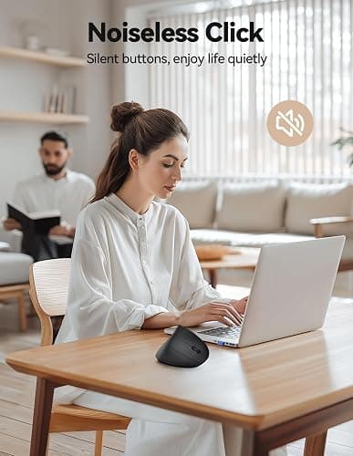 TechRise Ergonomic Mouse, 4800 DPI Wireless Vertical Mouse, 2.4G Optical Computer Mouse with 5 Adjustable DPI, Silent Mouse with 6 Ergo Buttons for PC/Laptop/Mac, Black thumbnail 4