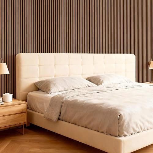 TONOR Wood Slatwall Panels, 4 Pack 47.2" x 23.6"/ 120 x60cm(31ft²) Acoustic Wall Panels, Wood Slat Acoustic Panels for Noise Cancelling and Home Decor, Living Room, Bedroom, Office, Room Decor, Walnut thumbnail 9