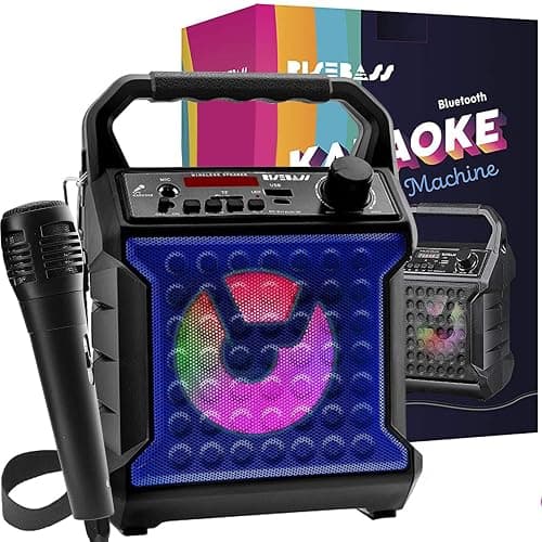 Risebass Portable Karaoke Machine with Microphone with Party Lights for Kids and Adults - Rechargeable USB Speaker Set with Bluetooth, FM Radio SD/TF Card, AUX-in, Birthday Gift for Boys and Girls - Image 1