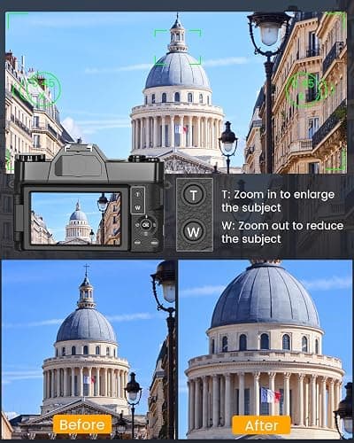 2024 Upgrade VJIANGER Digital Camera for Photography Vlogging Camera for YouTube with WiFi, 180° Flip Screen, 16X Digital Zoom, 52mm Lens, 2 Batteries, 32GB Micro SD Card(Black) thumbnail 4