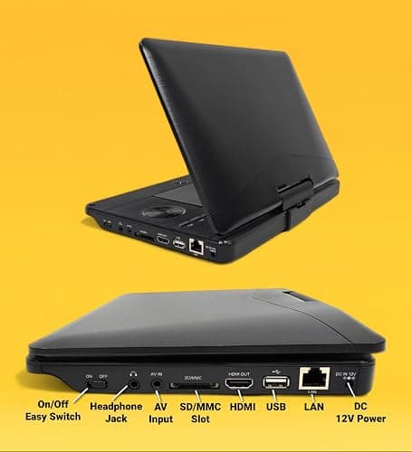 Proscan 11.4" Portable Blu-ray Player with HDMI Port, SD/MMC Card Slot, USB Port, Ethernet port, Remote, plays CD,DVD, Blu-ray Media, For Car use or Traveling - PDVD1187 (Renewed) thumbnail 3