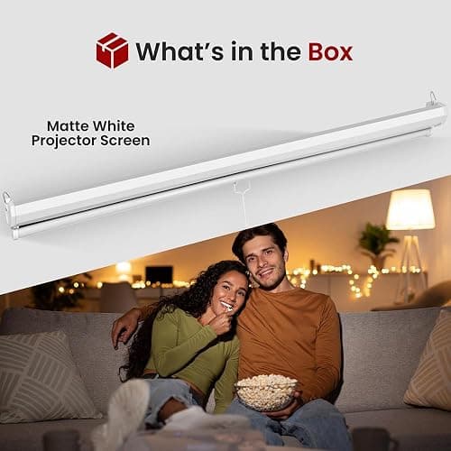 Pyle Manual Pull-Down Projector Screen - Universal 84-inch Roll-Down Retractable Manual Projection Screen w/ Auto-Locking, Adjustable Screen Height, Black Masking Border - 50.3” x 67.3” PRJSM9406 thumbnail 2