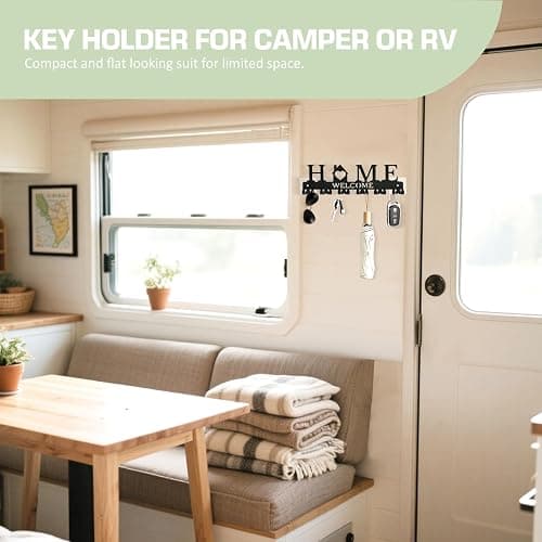 HOMEBROS Key Holder Wall Mount, Adhesive Metal Key Hanger with 6 Double Hooks, 2 Installation Methods, Black thumbnail 6