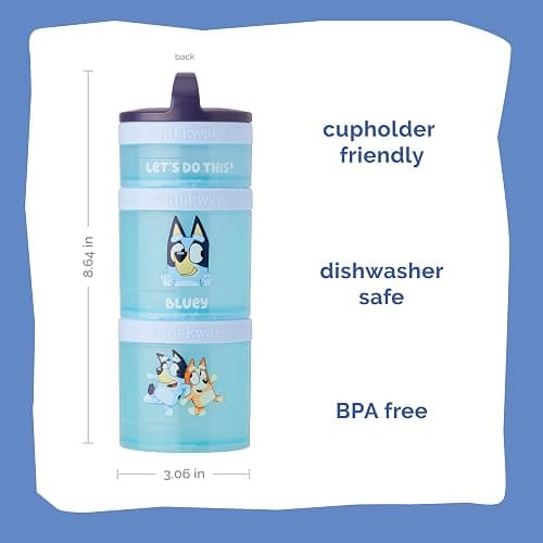 Whiskware Bluey Stackable Snack Containers for Babies, Toddlers, and Kids, 3 Stackable Snack Cups for School and Travel, Cupholder Friendly, Bluey and Bingo! Let’s Do This! thumbnail 3