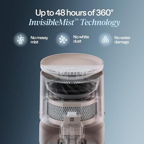BLUEAIR Room Humidifier - DreamWell - 48Hr Top-Fill Mist-Free InvisibleMist Technology Aroma Stone for Essential Oils and Soothing Mood Lighting - Quiet Operation for Bedroom and Home Use, Beige thumbnail 4