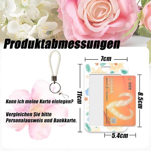 4 Stück Blumenmuster Kpop Photocard Holder mit Schlüsselanhänger, Sliding Hartplastik Kartenhülle, Card Sleeves, Niedliche Kartenhalter für Bus Card, Studentenausweis Ausweis, Bankkarte, Ausweishalter thumbnail 3