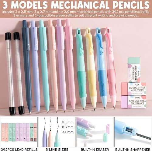 65PCS Aesthetic School Supplies with Cute Pencil Case, Pastel Highlighters Gel Pens Mechanical Pencils Set 0.5 0.7 & 2.0mm, Office Back to School Supplies College Essentials Kit Student Stationary Set thumbnail 5