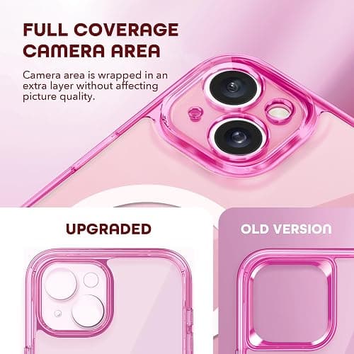 TIESZEN for iPhone 15 Case, Compatible with MagSafe, Built-in Privacy Screen Protector and Camera Protection, Anti Spy Full Body Dustproof Shockproof Hard Phone Case 6.1", Fluorescent Pink thumbnail 5