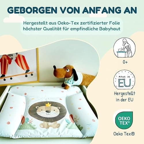 Ceba Baby® weiche Wickelauflage 50x70 cm - Doppelseitige Baby Wickelunterlage - Wickeltischauflage für Junge und Mädchen - Wasserdicht, abwaschbar - OEKO-TEX - Made in EU - Löwe, der König thumbnail 4