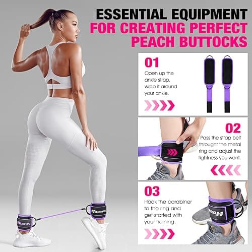 HOXWC Ankle Resistance Bands with Cuffs, Ankle Bands for Working Out, Ankle Resistance Band for Leg, Booty Workout Equipment for Kickbacks Hip Fitness Training, Exercise Bands for Butt Lift Women thumbnail 5