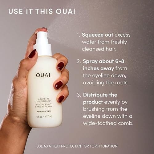 OUAI Multitasking Leave In Conditioner - Melrose Place Scent - Full Size | Heat Protectant Spray up to 450°F, Lightweight, Hydrating Detangler & Anti-Frizz Primer for Curly, Fine & Color-Treated Hair thumbnail 9