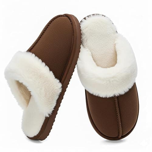 OOW Fuzzy Slippers for Women Cozy Faux Fur House Shoes Memory Foam Slippers | Winter, Warm Slippers, Indoor and Outdoor - Image 1