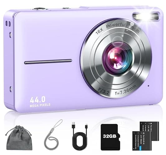 Digital Camera, Kids Camera FHD 1080P Point and Shoot Camera with 16X Zoom Anti Shake, Small Compact Camera for Teen Starter Children Kid Student Girl Boy(Purple) - Image 1