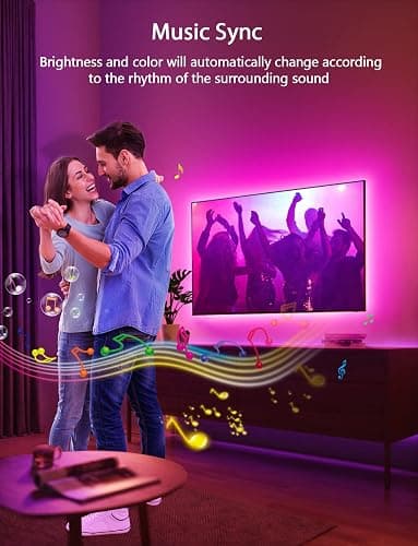 MATICOD RGB LED TV Strip USB Lights for Backlight and Behind, App Remote Control, Music Sync, Multicolor, 9.84FT for 32"-43" TV thumbnail 5
