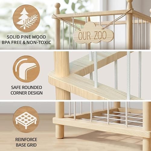 MIRCNY Stuffed Animal Storage, 54" Toy Organizer Tower, Anti-Tip Design | Solid FSC-Certified Pine: Durable wooden frame with wall anchors & rounded corners to ensure maximum child safety. thumbnail 7