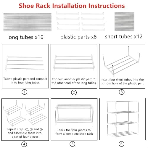 Jucaifu Stackable Small Shoe Rack, Entryway, Hallway and Closet Space Saving Storage and Organization (4-Tier, White) thumbnail 6