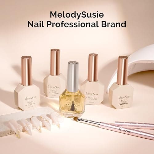 MelodySusie Top Coat Builder Gel Base Coat No Wipe Glossy Set Long Lasting Shine Finish Soak Off UV LED Nail Lamp Nail Polish Art Design Manicure Kit Perfect Gifts for Women Girls 3 Pcs 15ml Clear thumbnail 7
