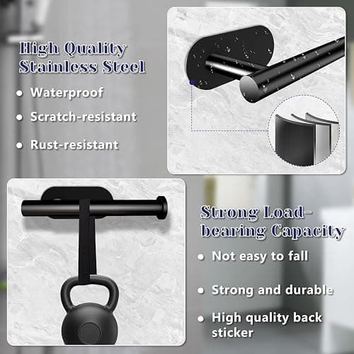 Toilet Paper Holder, Stainless Steel & No Drilling Black Toilet Paper Holder Wall Mount, Waterproof Self Adhesive Toilet Paper Holders for Bathroom, Kitchen, Washroom thumbnail 6