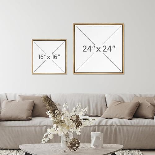 SIGNFORD Framed Canvas Print Wall Art Set Abstract Earthy Tones Soft Blush Illustrations Modern Art Minimal Relax/Calm for Living Room, Bedroom, Office - 24"x24"x2 Natural thumbnail 6