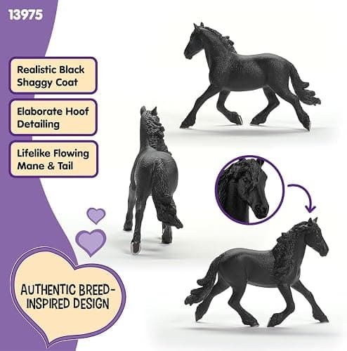 Schleich HORSE CLUB - 6" Frisian Stallion - Hand-Painted Collectable, Realistic Toy Horse Figurine for Girls and Boys. Durable Educational Figure for Fun Imaginative Play. Kids Toys Ages 5+ thumbnail 6