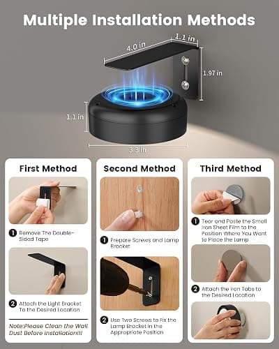 Picture Lights for Wall,2000mAh Rechargeable Magnetic LED Puck Lights with Remote,3 Color Temps and 12 RGB,Dimming & Timer,Wireless Art Frame Light for Painting Display, Photos, Wall Decor(3 Pack) thumbnail 9