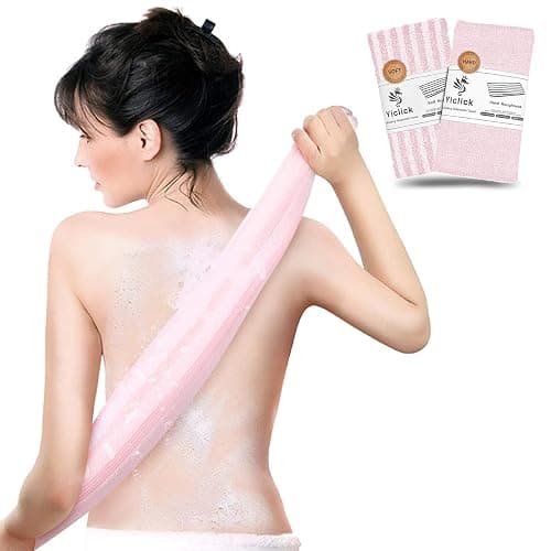 Yiclick Exfoliating Washcloth Towel - Exfoliating Body Scrubber, Loofah Wash Sponge - Korean & Japanse & African Washcloth - Soft + Rough Exfoliating Back Scrubber - for Senstive and Rough Skin - Image 1