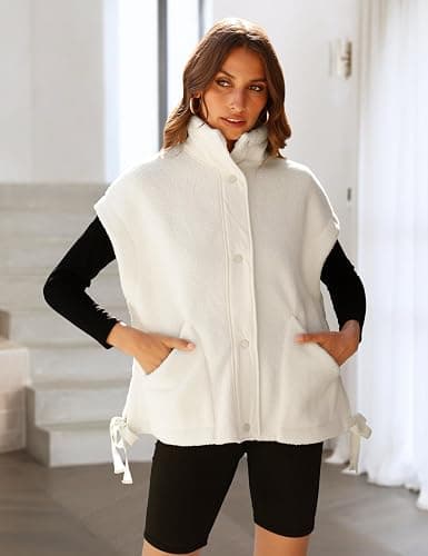 GTLIAE Womens Sherpa Fleece Vest Oversized Sleeveless Jacket Casual Outerwear Gilet with Pockets thumbnail 2