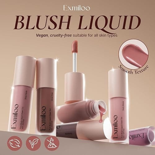Exmiloo Liquid Blush for Cheeks, Lightweight Liquid Blush for a Natural Look, Buildable & Smooth Sheer Dewy Finish, Vegan & Cruelty-Free, Dewy Hope thumbnail 8