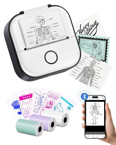 Memoking Mini Printer - Sticker Printer T02 Portable Thermal Inkless Sticker Maker Machine, Bluetooth Pocket Labeler for Study Graphics, Anatomical Diagrams, Photos, Receipts, DIY,Gift - Image 1