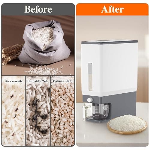 Lifewit Rice Dispenser 25 Lbs(11.3kg), Rice Storage Container Sealed Moisture Proof with Measuring Cup for Kitchen Pantry Household, BPA-Free, 1 Pack thumbnail 5