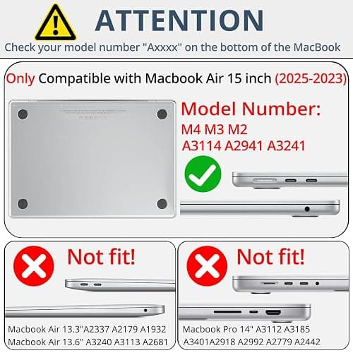 AKIT Compatible with MacBook Air 15 Inch Case 2026 2025-2023 M5 M4 M3 M2 A3448 A3241 A3114 A2941, Unique Pattern Hard Shell Laptop Case+Keyboard Cover+Screen Protector for MacBook Air 15 Inch, SumPink thumbnail 2