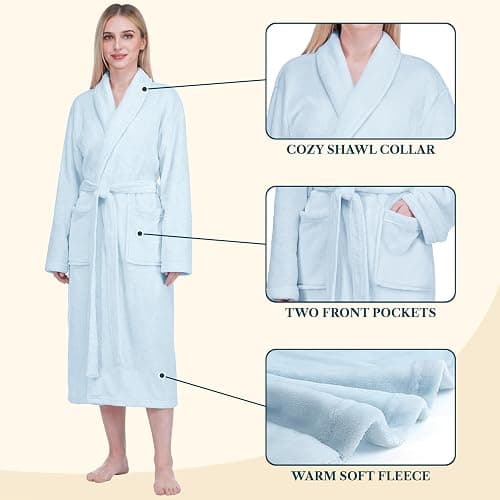 PAVILIA Womens Robe Fleece Plush Soft, Fluffy Fuzzy Cozy Warm Bathrobe, Shower Spa House Long Robe for Women thumbnail 2
