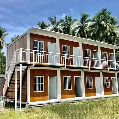 2 Story Granny Flat Expandable House Prefab Tiny Home Steel Container House Expandable Modular Villa Mobile Prefabricated Home Portable Trailer House Villa with Full Equipped Bathroom & Kitchen - Image 1