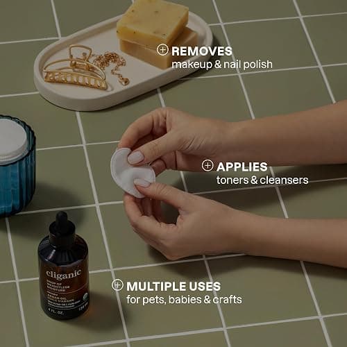 Cliganic Premium Cotton Rounds for Face (300 Count) - Makeup Remover Pads, Hypoallergenic, Lint-Free | 100% Pure Cotton thumbnail 4