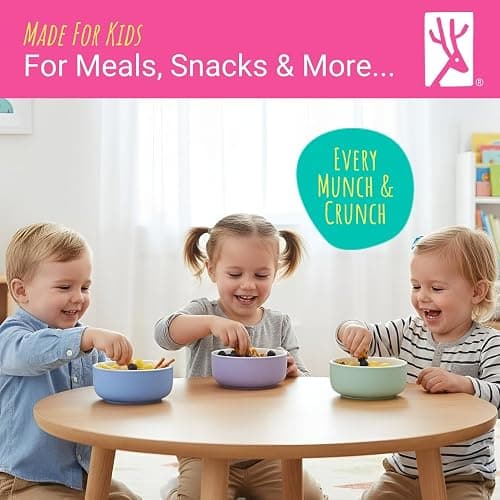 Elk and Friends Kids/Toddler Porcelain Bowls + Suction Sleeves | 4pk | Suitable for Babies | Silicone Suction Sleeve | Microwave + Dishwasher Safe | Baby-Led Weaning Supplies thumbnail 6