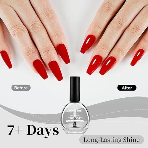 OpenLive 16.5ml Top Coat Clear Nail Polish, Quick Dry High Gloss Shine Large Volume Top Coat, Long Wear and Scratch Resistant for Women Salon DIY Nail Art thumbnail 4