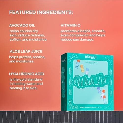 Bubble Skincare The Wish List Mini Skincare Essentials Gift Set - Includes Gel Cleanser, Vitamin C & Hyaluronic Serum, Eye Cream, Water Cream & Face Moisturizer - Travel Size Skin Care (6 Count) thumbnail 6