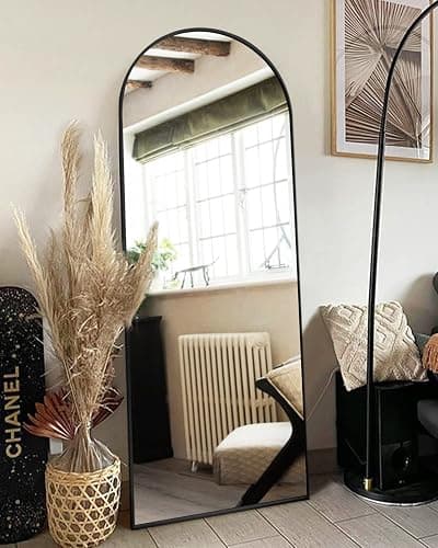 ITSRG Floor Mirror, Full Length Mirror with Stand, Arched Wall Mirror Full Length, Black Floor Mirror Freestanding, Wall Mounted for Bedroom, Black thumbnail 3