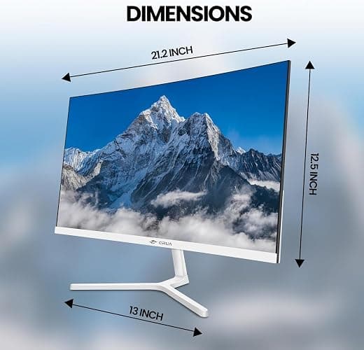 CRUA 24" Curved Monitor, FHD 1080P, 100Hz VA Panel, 99% sRGB, Frameless Design, Blue Light Filter, HDMI VGA Ports, Ideal for Home Office Gaming - White - 24inch100HZWhite - 24inch100HZWhite thumbnail 6