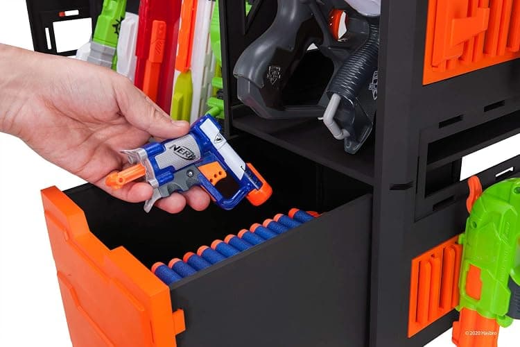 Nerf Elite Blaster Rack - Storage for up to Six Blasters, Including Shelving and Drawers Accessories, Orange and Black - Amazon Exclusive thumbnail 12