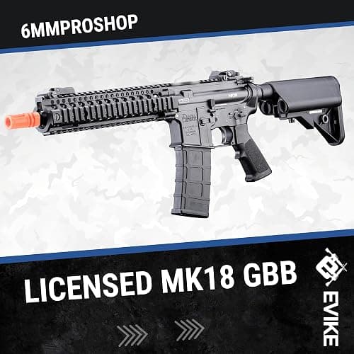Evike Airsoft - 6mmProShop Daniel Defense Licensed MK18 Gas Blowback Airsoft Rifle by Golden Eagle (Color: Black) thumbnail 5