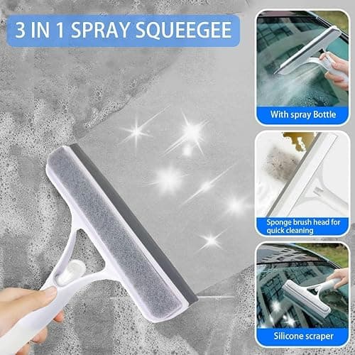Shower Squeegee for Glass Doors All-Purpose Window Squeegee for Tile Shower Walls Mirror Bathroom Car Window Cleaning (White) thumbnail 4