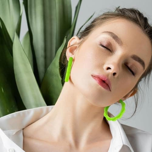 Sasylvia 16 Pairs Colored Hoop Earrings for Women Matte Colorful Hoop 80s Retro Neon Summer Drop Earrings thumbnail 3