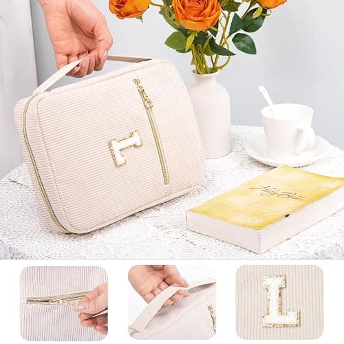 Bible Cover for Women, Initial Personalized Bible Gift - Bible Case for Men - Bible Holder - Bible Bag - Bible Carrier - Bible Carrying Case with Pockets for Bible Study Suppliers, Bible Accessories - L - Ivory thumbnail 4