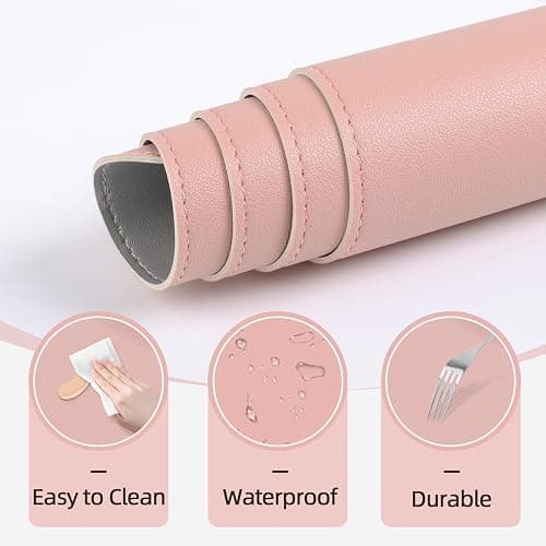 Makeup Mat for Vanity to Protect Desk Top 19.7 x 11.8 in, Dual-Sided Makeup Mat, Easy to Clean Desk Pad - Waterproof and Oilproof Vanity Accessories (Pink and Silver) thumbnail 4