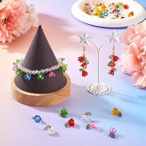 Cheriswelry 100pcs Flower Bracelet Charms Leaf Flower Acrylic Dangle Pendants Transparent Floral Earring Pendants Cute Hang Ornament 13mm for DIY Craft Keychain Necklace Jewelry Making thumbnail 2