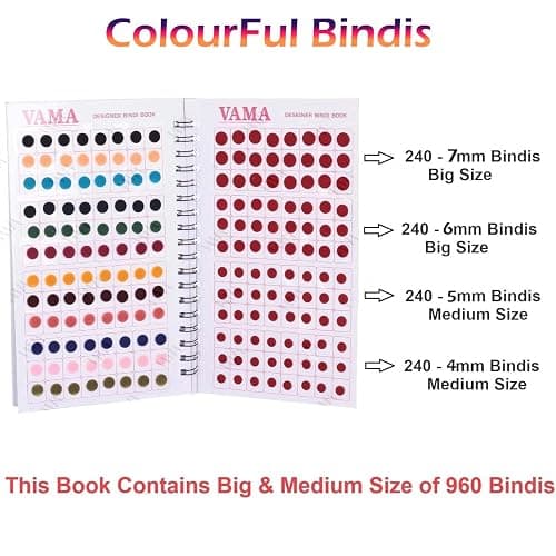 VAMA Premium Velvet Multicolor Forehead Stickers Bindiya Bindis Bollywood Bindi Booklet for Women (Pack of 948 - Bindi Book) thumbnail 2
