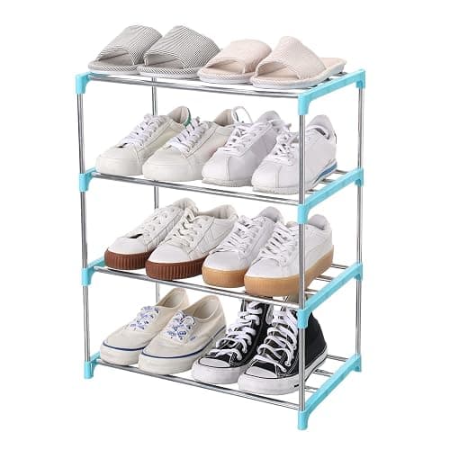 Jucaifu Stackable Small Shoe Rack, Entryway, Hallway and Closet Space Saving Storage and Organization (10-Tier, White) - 10-Tier - White thumbnail 2